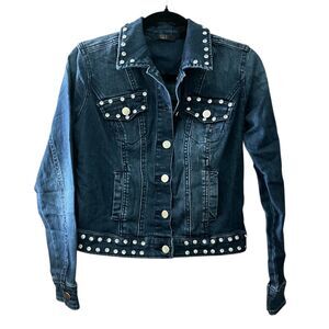 G.I.L.I Got It Love It rhinestone embellished dark wash jean jacket